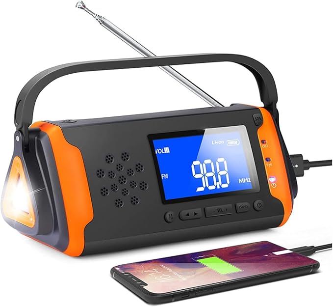 YUBDBFKAI Vevradio med 4000mAh Powerbank och LED-ficklampa - produktbild
