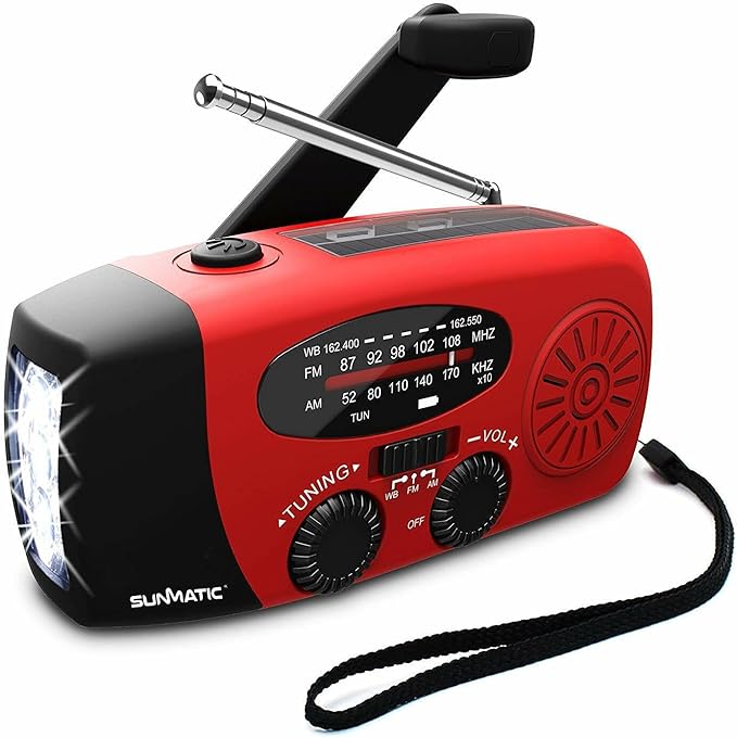 SUNMATIC Vevradio Solar AM/FM med Ficklampa - 2000mAh - produktbild
